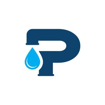 Water pipe letter p logo