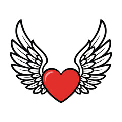 Obraz premium Winged heart symbol with red love and white wings