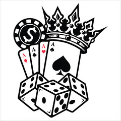 Four Aces Crown Dice Casino Icon Set