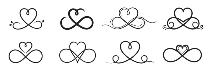 Elegant heart designs for love and romance concepts