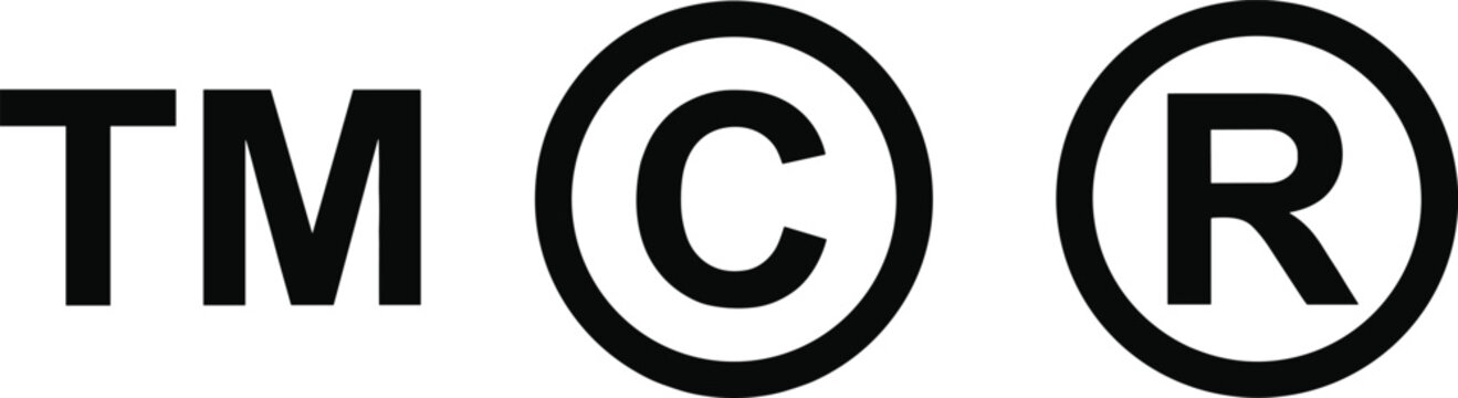 Trademark Copyright and Registered Trademark Symbols on White Background Keywords: TM symbol, C symbol, R symbol, trademark