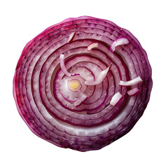 Fresh Red Onion Ring Slice Isolated On Transparent Background