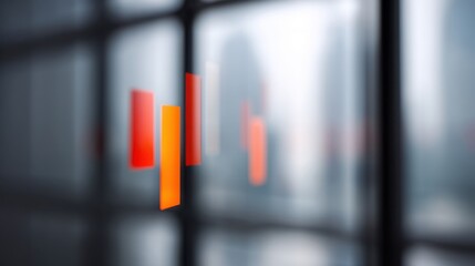 Abstract composition of colorful transparent rectangles in modern urban setting with soft focus background, showcasing artistic depth and innovative design concepts