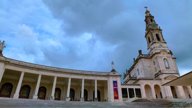 walking in the square of the Sanctuary of Fatima.