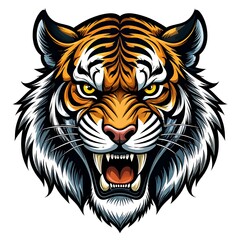 Tiger head graphic, fierce expression