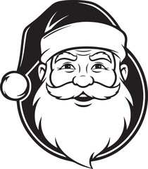 Obraz premium Santa Claus Merry Christmas Silhouette with Winking Face and Beard