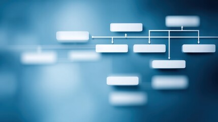 Flowchart Design Template on Blue Background for Business Process Management and Project Planning in Digital Environment with Blank Boxes