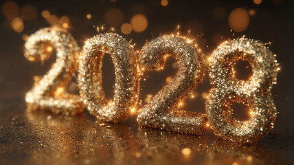 Golden glitter 2028 new year celebration sparkling design