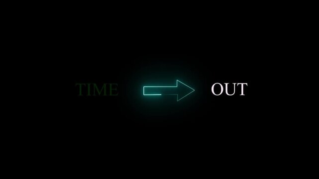 Futuristic time out text animation for digital interface and warning concept