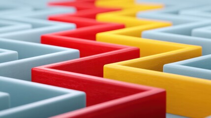 Colorful geometric pattern of zigzag shapes in red, yellow, and blue creating a vibrant visual effect for abstract or modern design projects