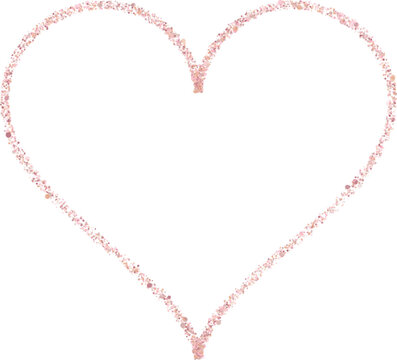 Rose Gold Glitter Heart Outline on White Background