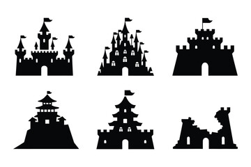 Obraz premium Medieval and fantasy castle fortress architecture silhouettes