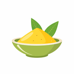 Aromatic Curry Powder Displayed in a Green Bowl with Leaves Spices and Herbs Culinary Ingredient