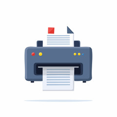 Cartoon Printer with Printing Documents Sheets Office Supply Illustration Graphic Flat Vector Image