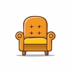 Comfortable Cartoon Armchair Illustration Featuring Rounded Design and Button Accents on White