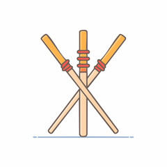 Pair of chopsticks with holder rest icon illustration. Cross chopsticks and chopstick rest.