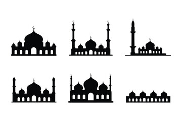 Islamic mosque silhouettes with domes and minarets © Md