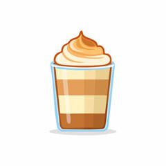 Delicious Caramel Latte Drink Vector Cartoon Illustration in a Glass Cup