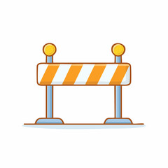 Roadblock Barrier Construction Restriction Obstacle with Stripes and Lights