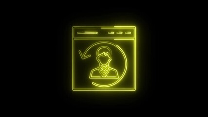 Returning Visitor Icon Animation with Glowing Lines on Black Background