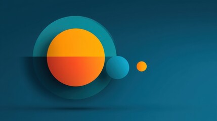 Abstract Geometry with Colorful Circles and Overlapping Layered Elements on Dark Background, Ideal for Modern Design and Digital Art Creations