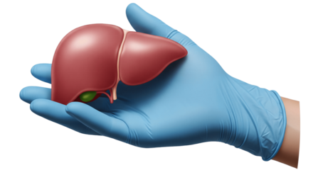 Gloved Hand Holding Human Liver Smooth Medical Anatomy PNG
