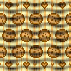 Cookie knitted seamless pattern in cozy sweater style
