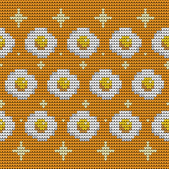 Fried egg knitted seamless pattern in cozy sweater style