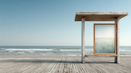 beach cleanup poster mockup on a boardwalk kiosk