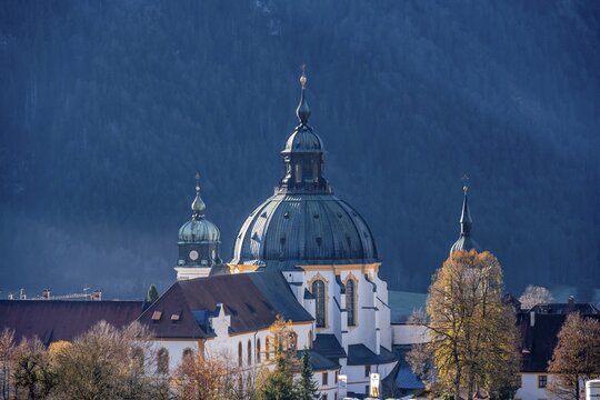 Ettal Benedictine Abbey and baroque church, municipality of Ettal in Ammergau, Upper Bavaria, Bavaria, Germany
