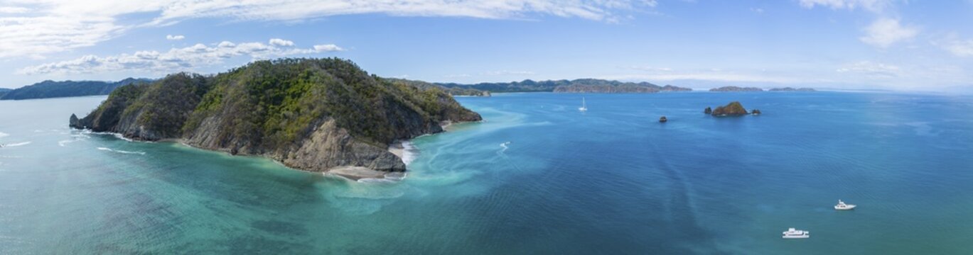 Aerial view, tropical island in the turquoise ocean, Tortuga Island, Puntarenas, Costa Rica