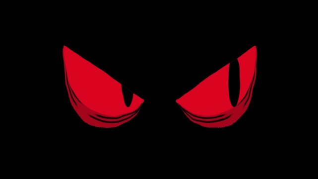 red blinking eyes on a black background video4k