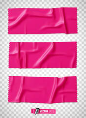 Vector realistic illustration of pink adhesive tape on a transparent background.
