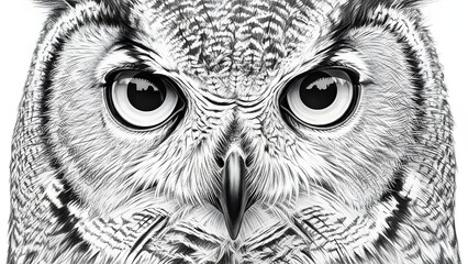 A close-up portrait of an owl's face, hyper-realistic pencil sketch with incredible detail in every feather.