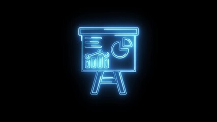 Presentation Icon Animation with Glowing Lines on Black Background