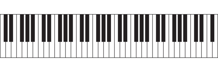 Grand piano keyboard layout with 88 keys, full 7 octaves musical instrument vector. © maxalamin09