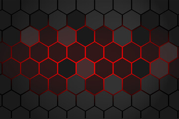 Fototapeta premium A seamless black hexagon honeycomb pattern with a modern metallic 3D geometric design