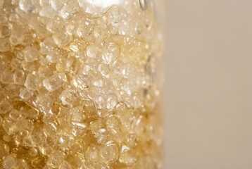 Close-up of golden textured sugar crystals