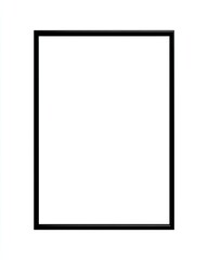 Black rectangular frame with a blank white interior on a clean white background