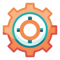 orange gear flat icon