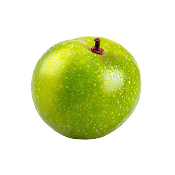 fresh greengage plums, their skin a soft green isolated on transparent background