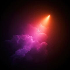 Fototapeta premium A vibrant glow emerges from deep, textured darkness, suggesting infinite, ethereal space and profound, luminous abstraction ,glowing ,depth ,reflection