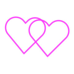 Two Intertwined Pink Heart Outlines &ndash; Romantic Love Symbol Illustration on White Background