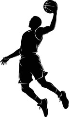 Dynamic Silhouette of a Basketball Player Slam Dunking a Ball Athletic Sports Concept © Nomads Studio