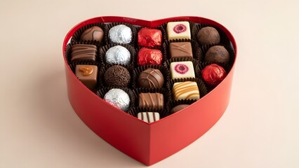 Heart-shaped box of assorted chocolates