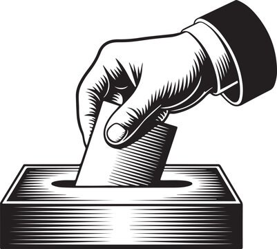 Hand Casting Vote Ballot Box Election Democracy Icon