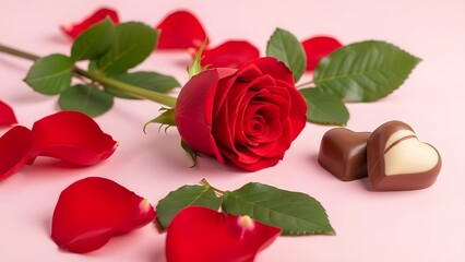 Romantic rose and chocolate