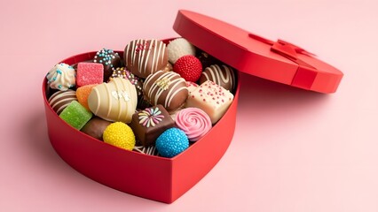 Heart-shaped box of assorted pastries