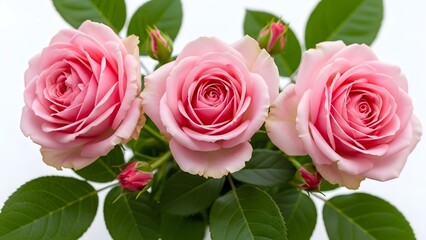 Delicate pink roses in full bloom