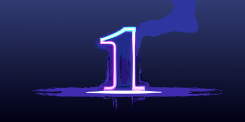 A vibrant neon number one against a dark atmospheric blue backdrop
